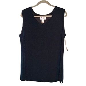 NEW Maggie Sweet Black Blue Sparkle Sleeveless Blouse Tank Plus Size 1x
